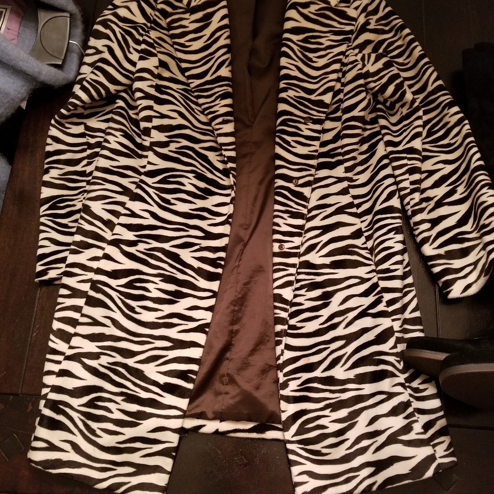 Dark Chocolate Zebra Striped Car Coat